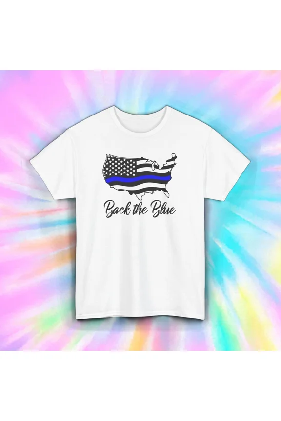 Support the Blue Police Duty Honor Map Tribute Patriotic Unisex T-Shirt, up to size 5XL
