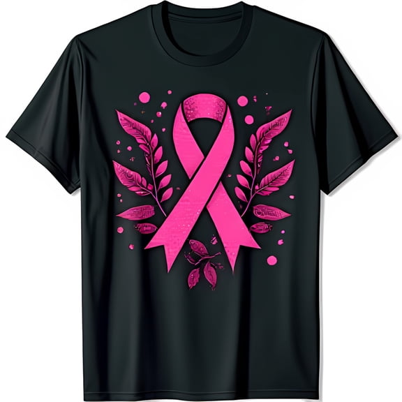 Support with Our Glitter Pink Ribbon Black T-Shirt