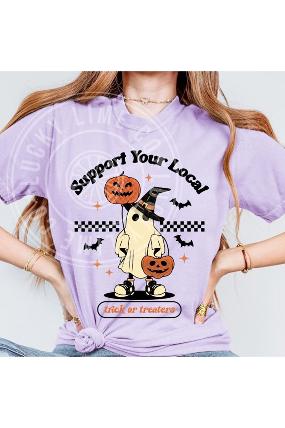 Support your Local Trick or Treaters Shirt Retro Halloween Shirt Cute Ghost Tshirt Fall Te