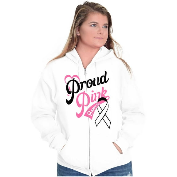 Supporter Breast Cancer Awareness BCA Zip Hoodie Sweatshirt Women Brisco Brands S