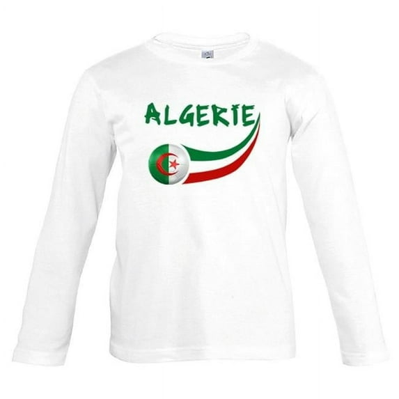 Supportershop AGTSLSWH-10 Algeria Long Sleeve Junior Fan White T-shirt, 10 Years