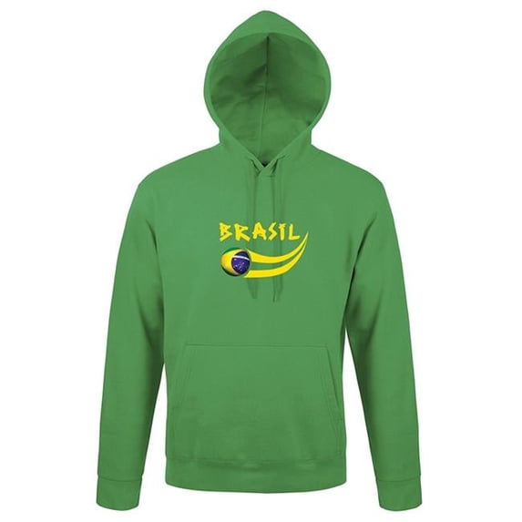 Supportershop BRHOOGR-S Brasil Green Hooded Mens Sweatshirt - Small
