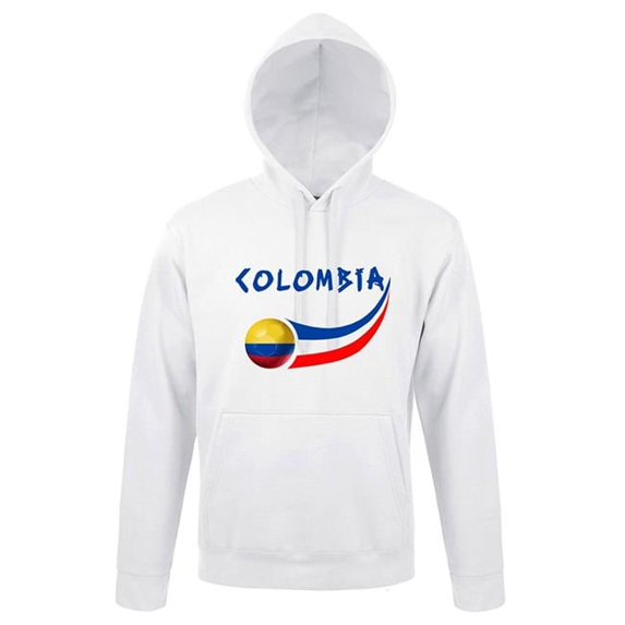 Supportershop COLHOOWH-L Colombia White Hooded Mens Sweatshirt - Large