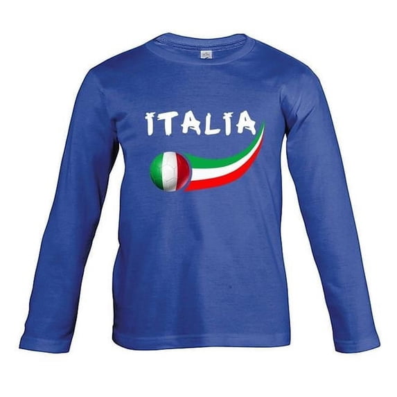 Supportershop ITTSLSBL-10 Italy Long Sleeve Junior Fan Royal T-shirt, 10 Years