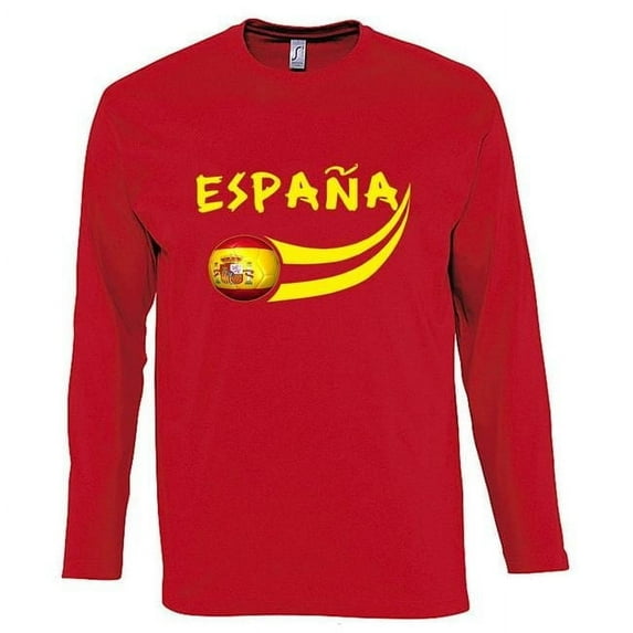 Supportershop SPLSRD-L Spain Long Sleeve Mens Red T-shirt, Large