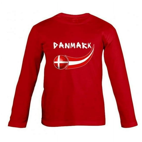 Supportershop SUP12 Denmark Soccer Long Sleeves Junior T-Shirt, Red - 6 Years