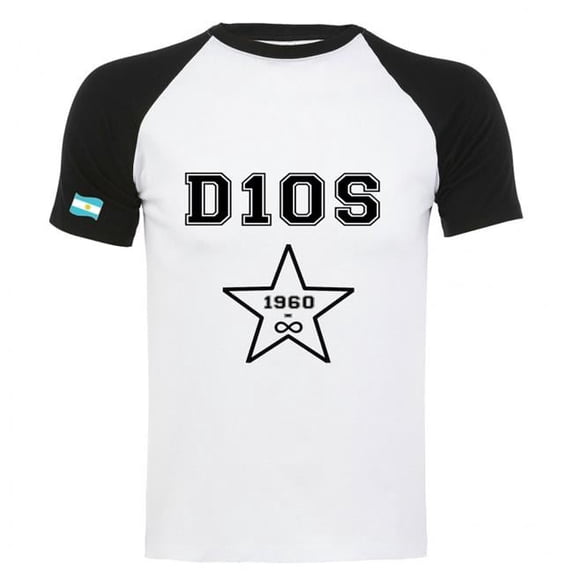 Supportershop SUP1413 Maradona Dios 10 T-Shirt, White & Black - Extra Large