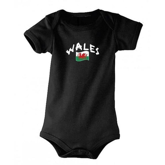 Supportershop SUP431 Wales Baby Bodysuit, Black - 6-12 Months