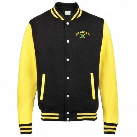 Supportershop SUP479 Jamaica Varsity Kids Jacket, Black & Yellow - 5-6 Years