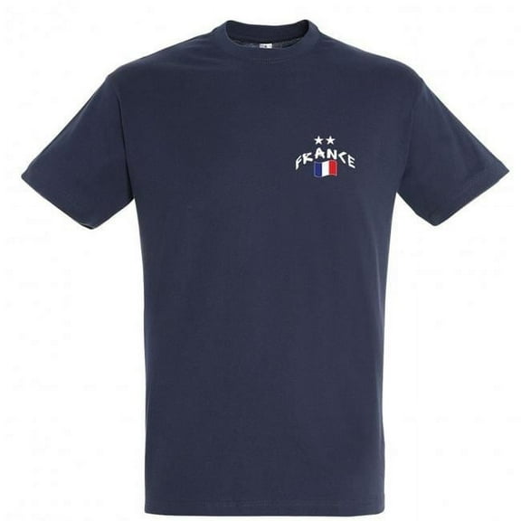 Supportershop SUP556 France Soccer 2 Stars T-Shirt, Navy - 2XL