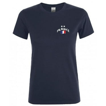 Supportershop SUP563 France Soccer 2 Stars Women T-Shirt, Navy - Medium