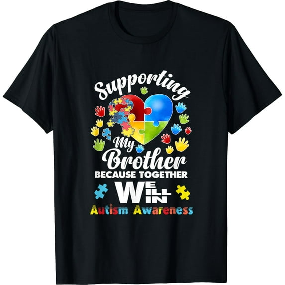 Supporting My Brother Puzzle Autism Awareness Month Shirt T-Shirt