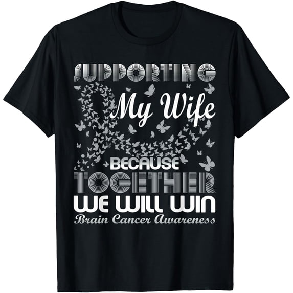 Supporting My Wife Brain Cancer Awareness Day Husband Men T-Shirt
