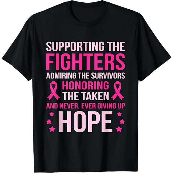 Supporting The Fighters Breast Cancer Awareness Pink Graphic T-Shirt