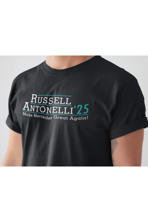 Supportive Black F1 Racing T-Shirt for Andrea Kimi Antonelli & George Russell Fans