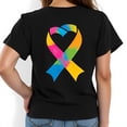 thumbnail image 1 of Supportive Black T-Shirt with Colorful Heart Ribbon Graphic for Awareness, 1 of 5