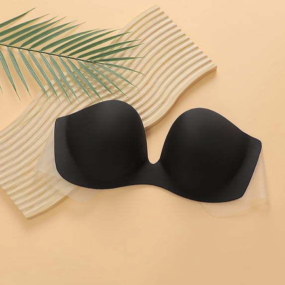 Supportive Bra With Side Design For Strapless Comfort Seamless And Lightweight For Any Outfit | by HSIA Strapless Bras for Women Push Up Wireless Seamless Bandeau Bras with -Way Straps, XL, Black