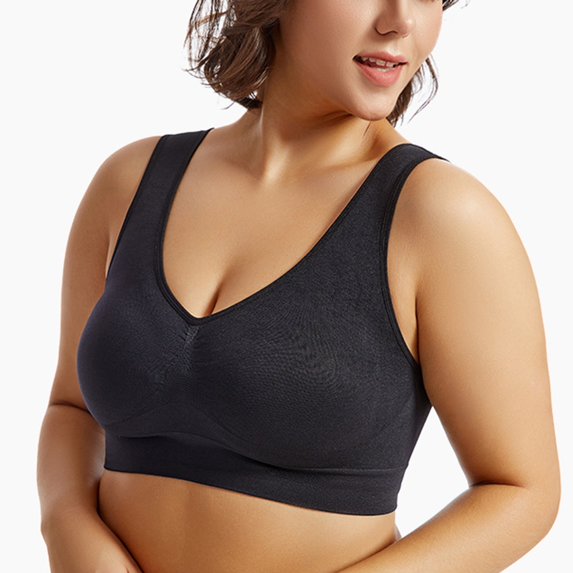 Supportive Bras for Women Athletic Breathable Workout Gym Yoga Activewear Seamless High Impact Bralettes 3XL 01-Black