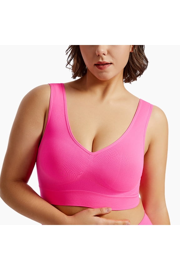 Supportive Bras for Women Athletic Breathable Workout Gym Yoga Activewear Seamless High Impact Bralettes 3XL 06-Hot Pink