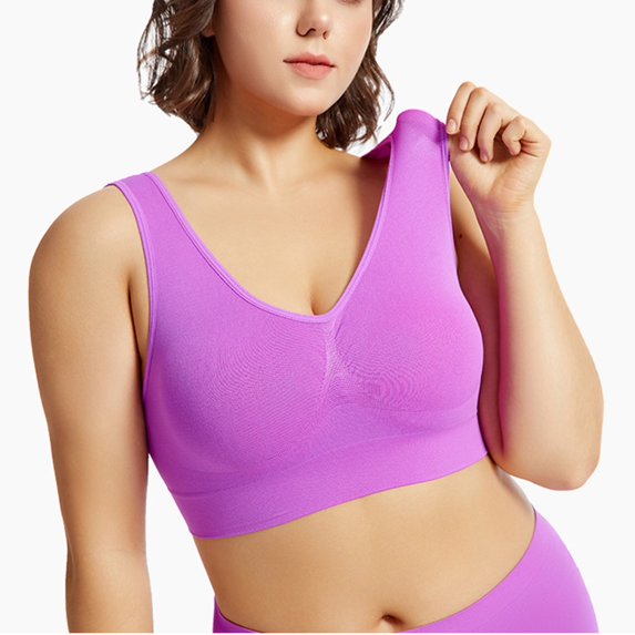 Supportive Bras for Women Athletic Breathable Workout Gym Yoga Activewear Seamless High Impact Bralettes 3XL 11-Purple