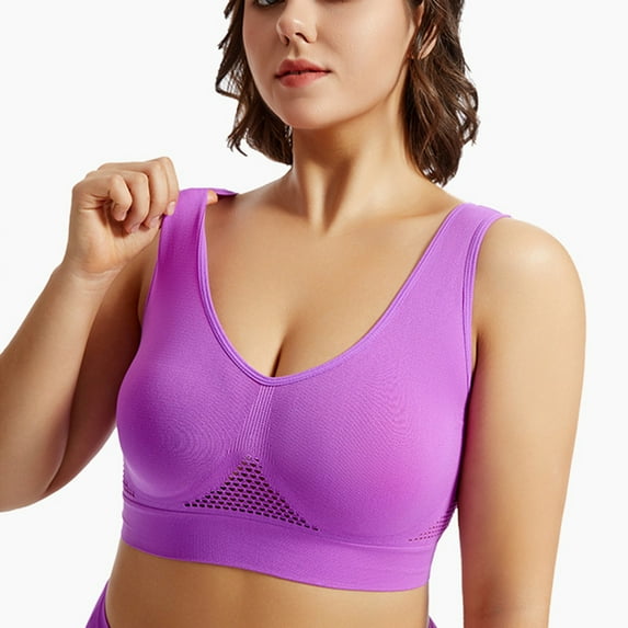 Supportive Bras for Women Athletic Breathable Workout Gym Yoga Activewear Seamless High Impact Bralettes XL 23-Purple