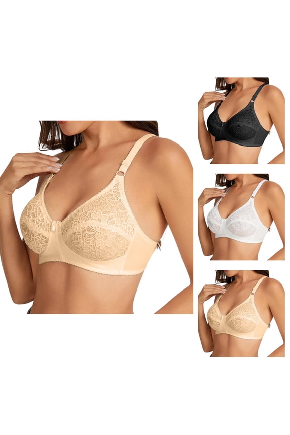 Supportive Bras for Women Elegant Floral Lace Adjustable Strap Comfortable Full Coverage Bra