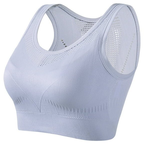Supportive Bras for Women Solid Hollow Back Yoga Vest Fixed Chest Pad Style No Steel Ring Gathered Sports Bra Wireless Bras Blue M