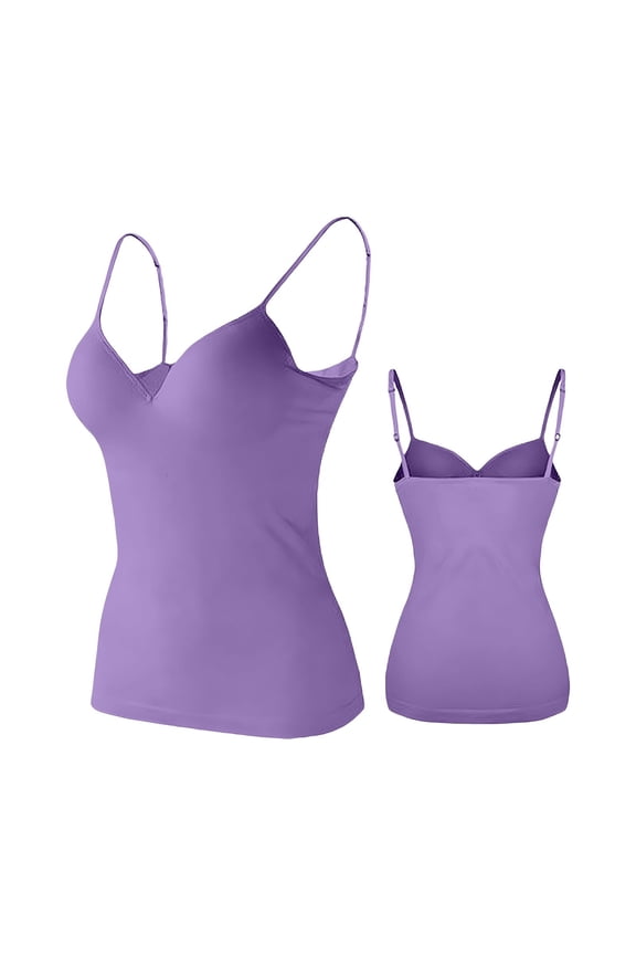 Supportive Built-in Bra Camisole for Women, Sleeveless Design with Adjustable Straps in a Versatile Solid Color