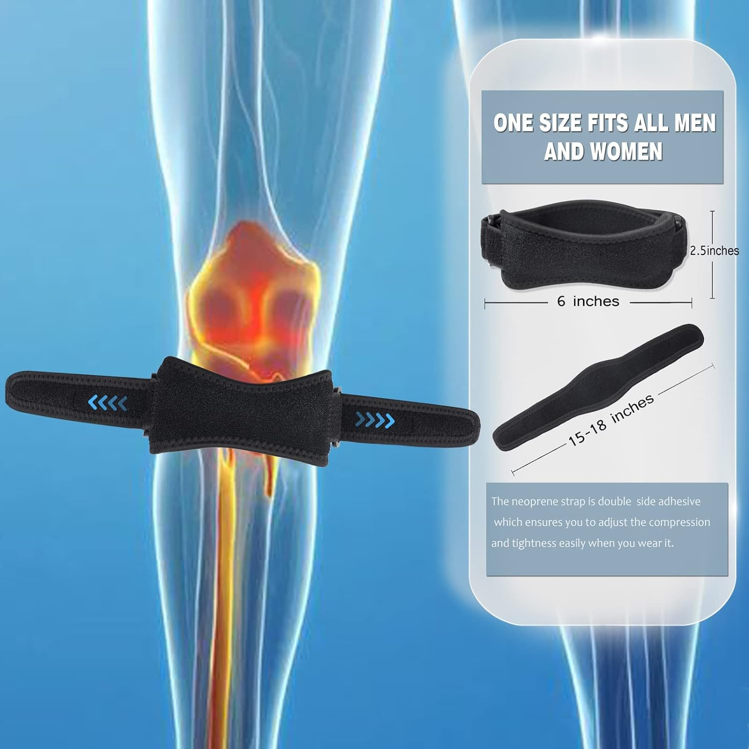 Supportive Knee Brace with Adjustable Straps for Weightlifting Running and More Effective