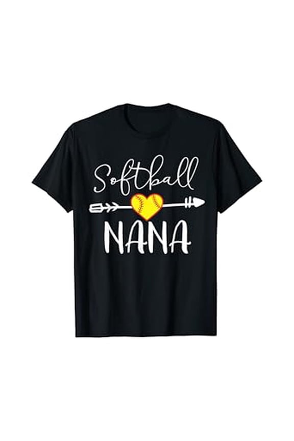 Supportive Softball Nana Heart Graphic T-Shirt for Game Day Fans