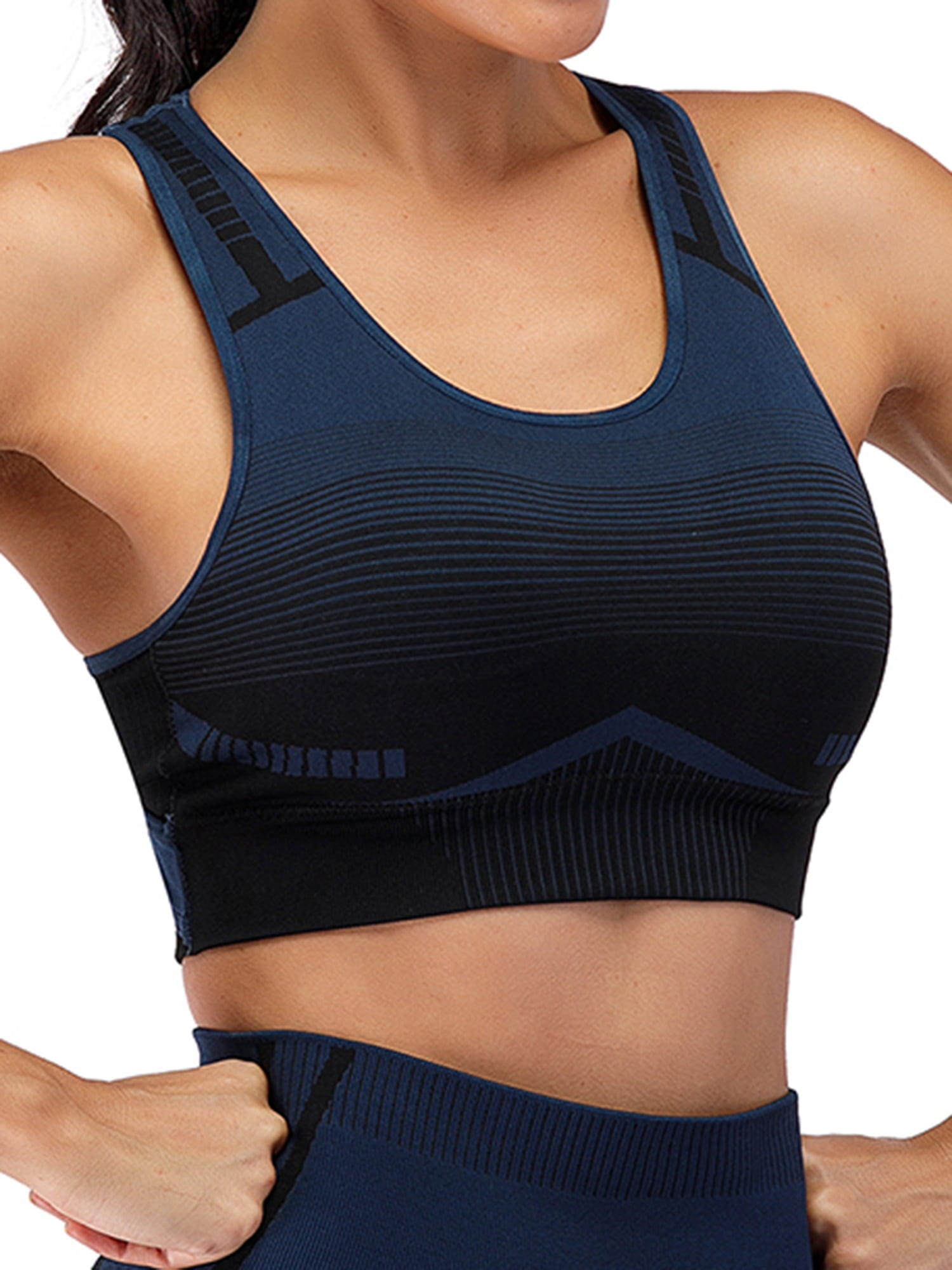 TOBWIZU Racerback Sports Bras for Women Plus Size Seamless Activewear Bras  Padded Workout Gym Sleep Everyday Bra Pack of 3 at  Women's Clothing  store