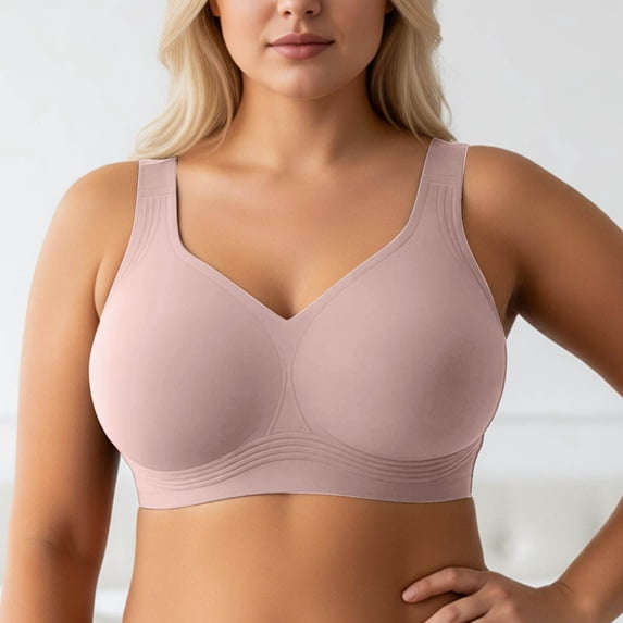 Supportive Wireless Full Coverage Bra for Everyday Comfort and Natural Shape Enhancement — Seamless Uplift Plus Size Everyday Wireless Bra for All Seasons, S, Pink