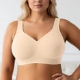 thumbnail image 1 of Supportive Wireless Full Coverage Bras Seamless Comfort Fuller Cup Uplift Shape Everyday Plus Size Bra, XXXL, Beige, 1 of 3