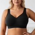 thumbnail image 1 of Supportive Wireless Full Coverage Bras Seamless Comfort Fuller Cup Uplift Shape Everyday Plus Size Bra, XXXL, Black, 1 of 3