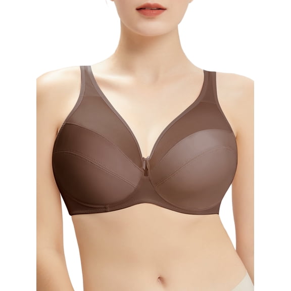 Supportive bras for women large bust full coverage plus size push up bras for women underwire bra for large breasted womens plus size minimizer bra lift up full support Coffee Brown 34C 34 C
