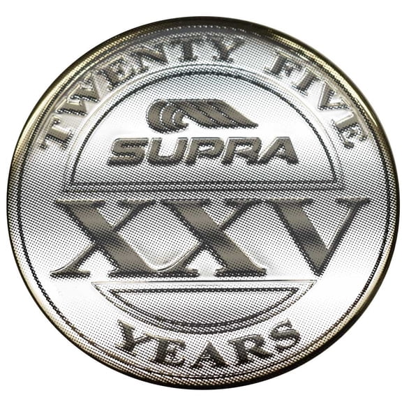Supra Boat Raised Decal 106384 | 25 Year Anniversary Silver