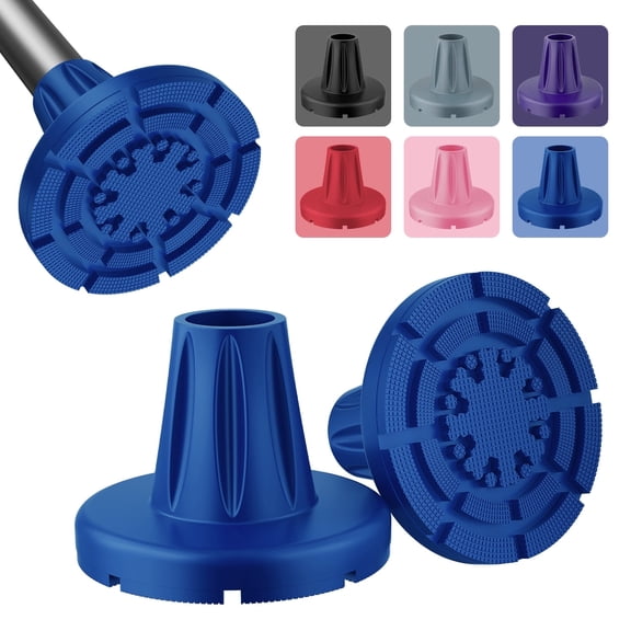 SupreGear Heavy-Duty Crutch Tips with Metal Insert, 7/8 inch Replacement foot, Blue, 2-Pack