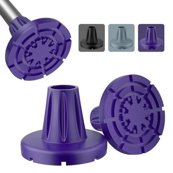 SupreGear 2-Pack Rubber Crutch Tips 7/8 inch, Wide Base Heavy Duty All-Terrain Feet, Purple