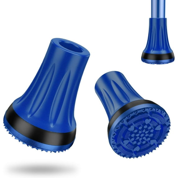 SupreGear 3/4" Heavy Duty Anti-Slip Rubber Cane Tips, 2-Pack, Blue