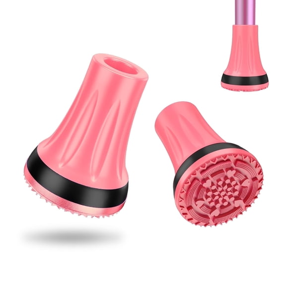 SupreGear 3/4" Heavy Duty Anti-Slip Rubber Cane Tips, 2-Pack, Pink