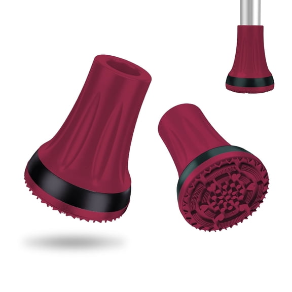 SupreGear 3/4 inch Heavy Duty Rubber Cane Tips, Non-Slip Replacement Feet, 2-Pack, Red