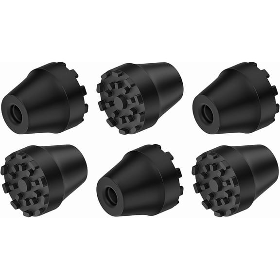 SupreGear 11mm Rubber Trekking Pole Tips, 6-Pack Walking Stick End Caps Replacement for Hiking & Trekking