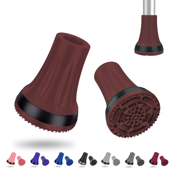 SupreGear 7/8" Durable Rubber Crutch Tips, 2-Pack Anti-Slip Replacement Caps, Brown