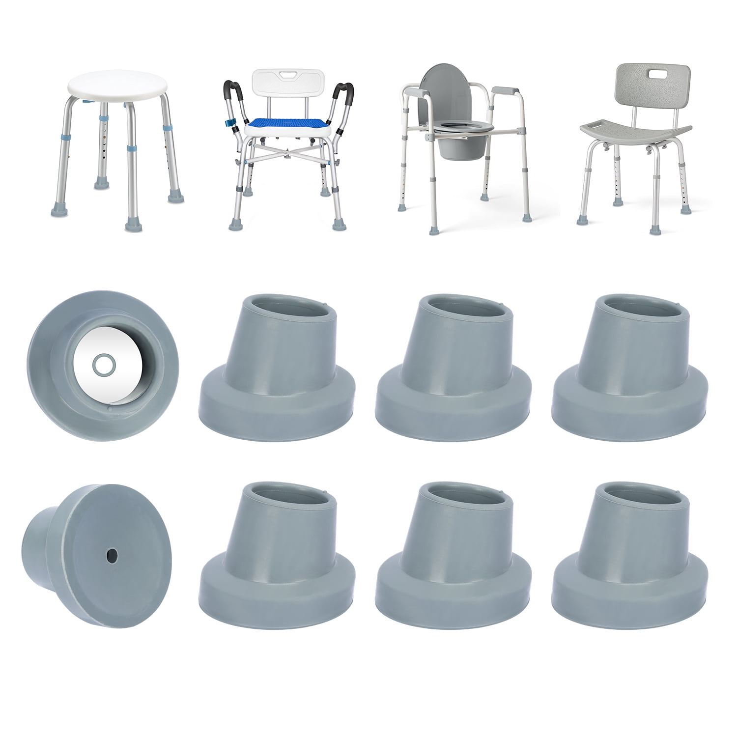 Cap Transfer Bench SupreGear Shower Chair Replacement Leg Caps, 1-1/8 Inch I.D. Rubber ...
