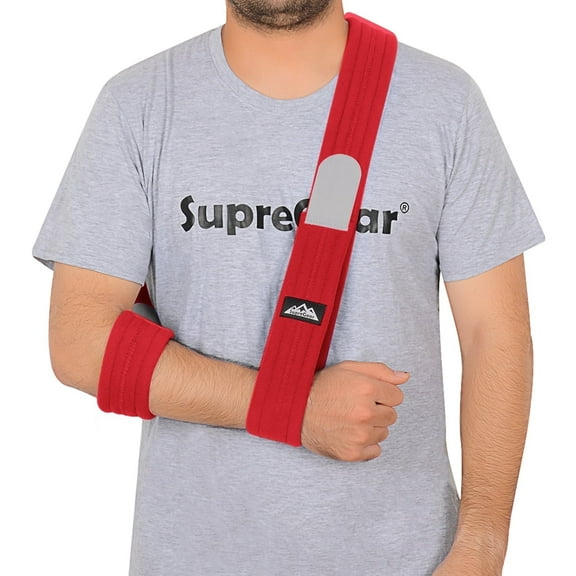 SupreGear Arm Sling, Adjustable Shoulder Support for Elbow, Lightweight for Men and Women, Red