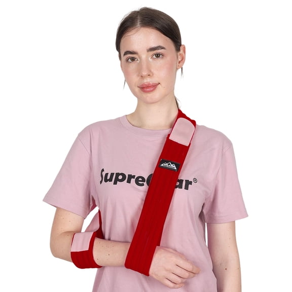 SupreGear Arm Sling, Adjustable Lightweight Shoulder Strap for Elbow, Red for Men Women