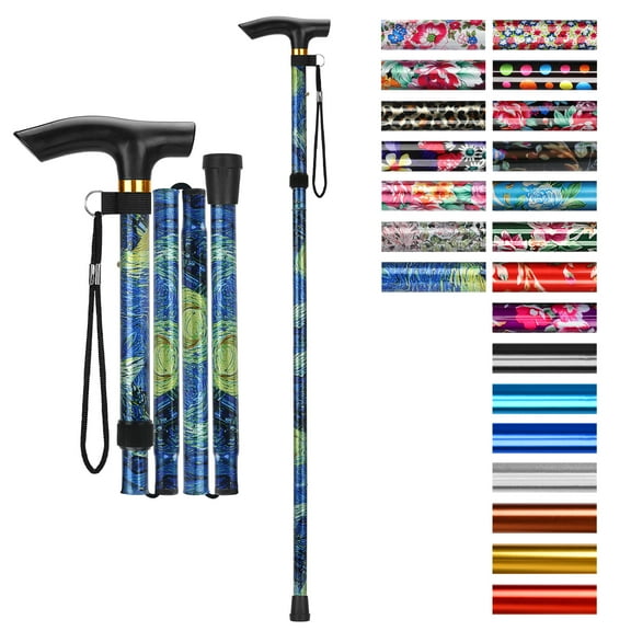 SupreGear Folding Cane, 5-Level Lightweight Collapsible Adjustable Height Walking Stick for Seniors and Adults