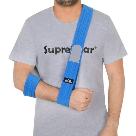 SupreGear Arm Sling, Adjustable Shoulder Support for Elbow, Lightweight for Men and Women, Blue