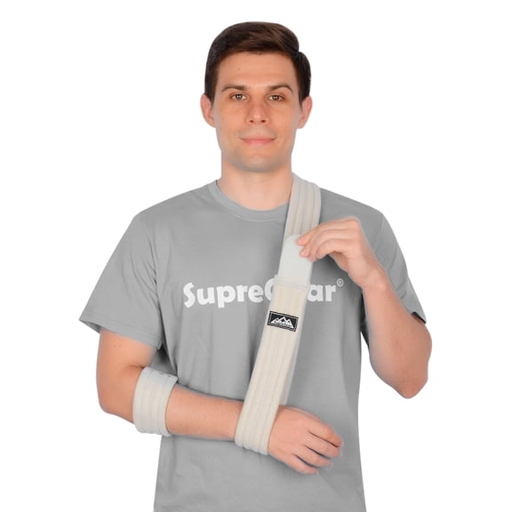 SupreGear Arm Sling, Adjustable Lightweight Shoulder Strap for Elbow, Gray for Men Women