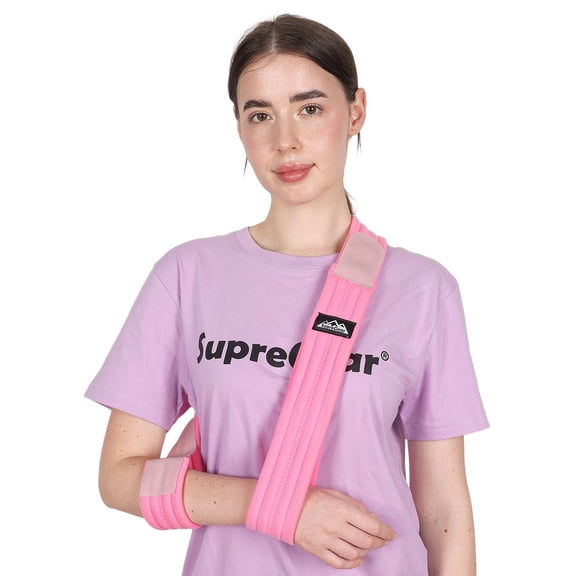 SupreGear Arm Sling, Adjustable Lightweight Shoulder Strap for Elbow, Pink for Men Women